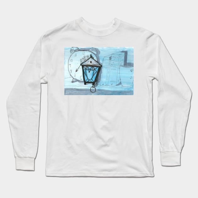 Bryn Mawr Light Blue Owl Lantern Long Sleeve T-Shirt by ElizaC